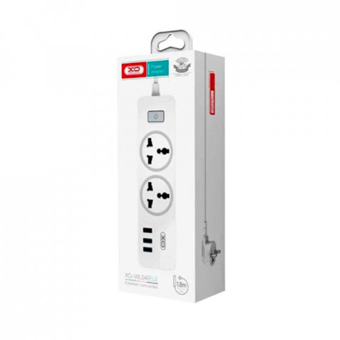Мережевий подовжувач фільтр XO WL04 2 Розетки + 3 USB 1.8м White